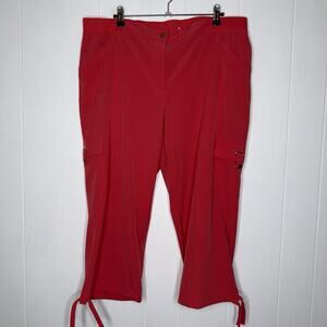 Chico’s Zenergy Women’s Cropped Cargo Pants Coral Red Size 3 XL